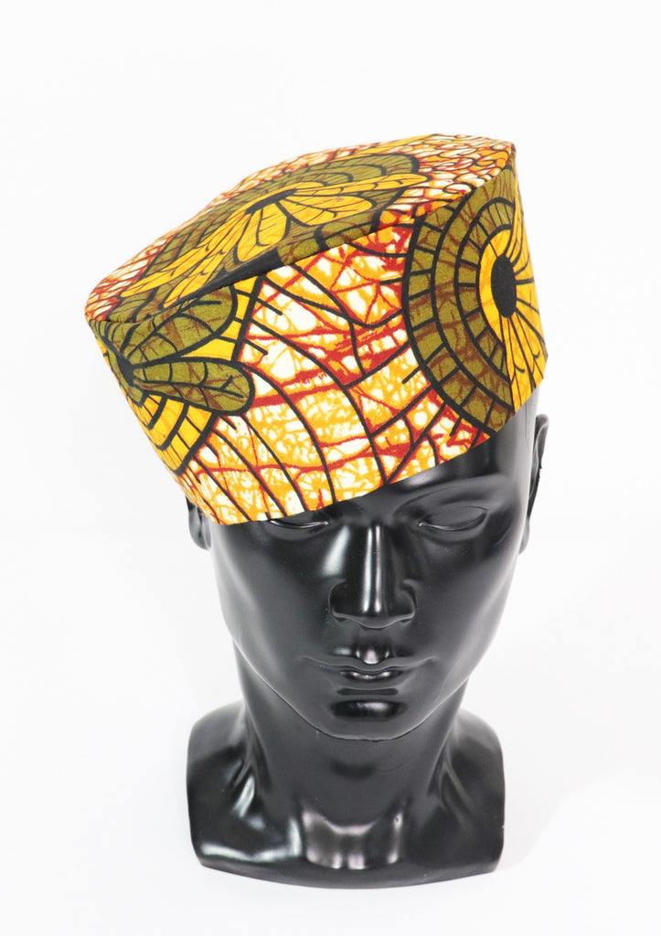 Handmade African Print Crown Kufi Cap