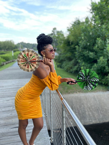 African Fabric Folding Fan